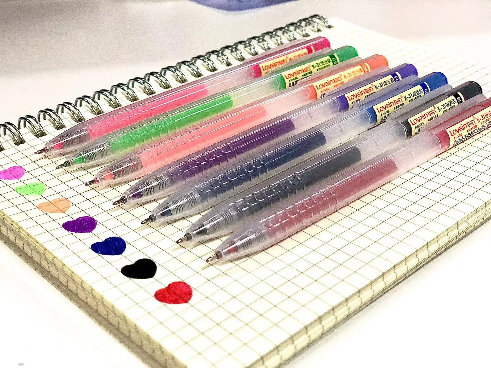 Zhixin Sugar K-31 Multicolor Gel Pens,  Assorted Pens,0.5mm gel pens, Lovein Office School Supplies  Ink Pens