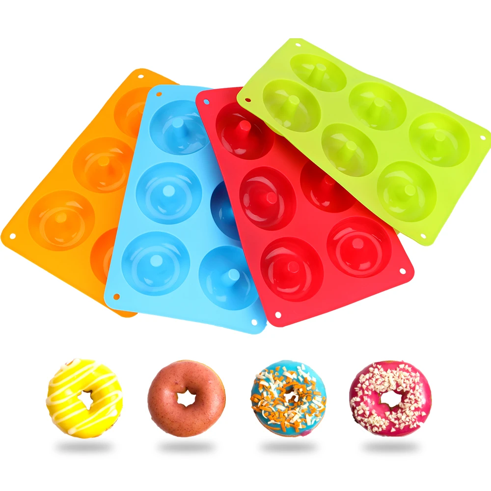 6-Cavity Donut Mould DIY Cake Silicone Mold Kitchen Tool Chocolate Biscuit Cake Mold Non-Stick Candy 3D Mold Silicone