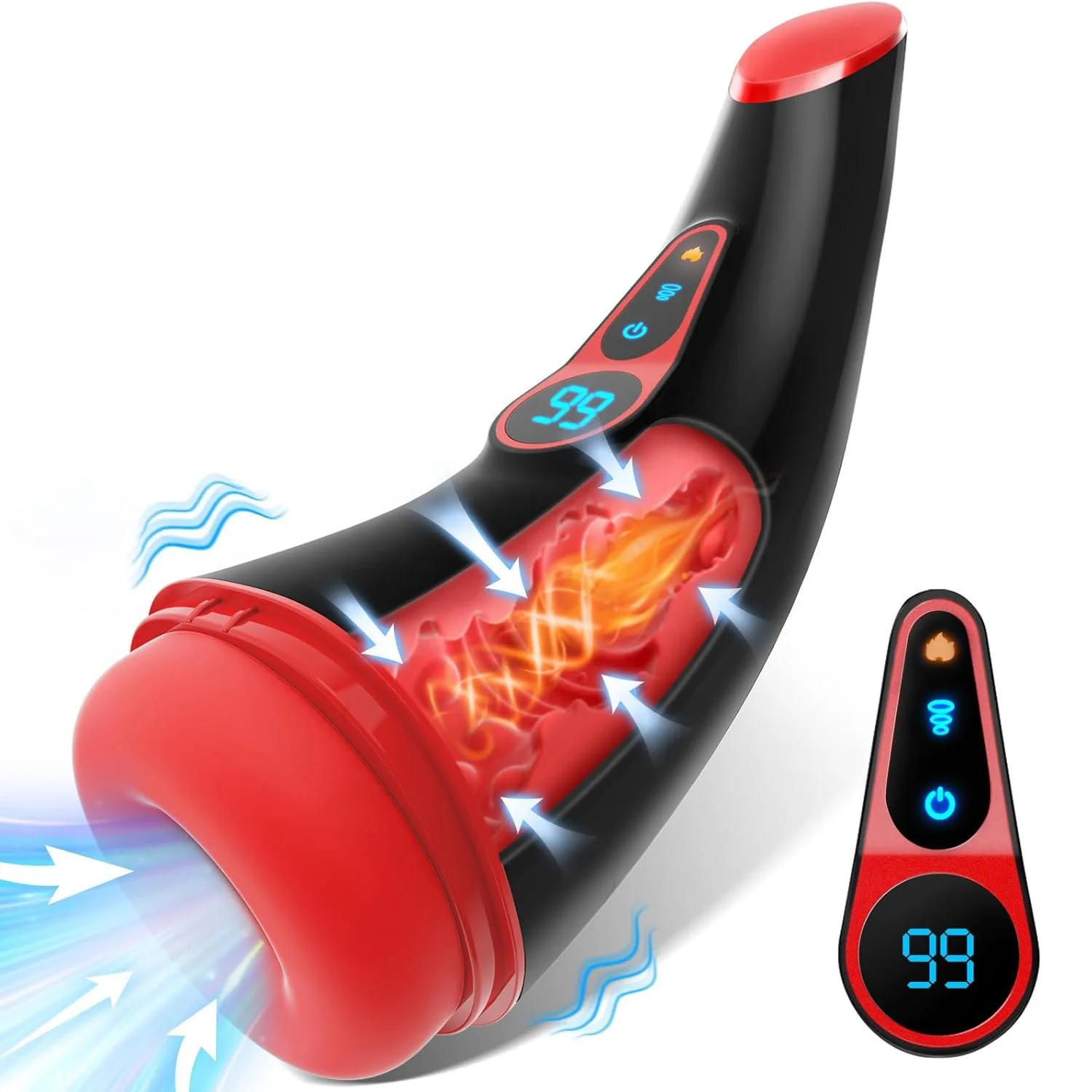 9 Sucking Modes Male Masturbators Cup Sex Toys for Men with LCD Display 3D Textured Sleeve Heating Mens Sex Toy Male Stroker