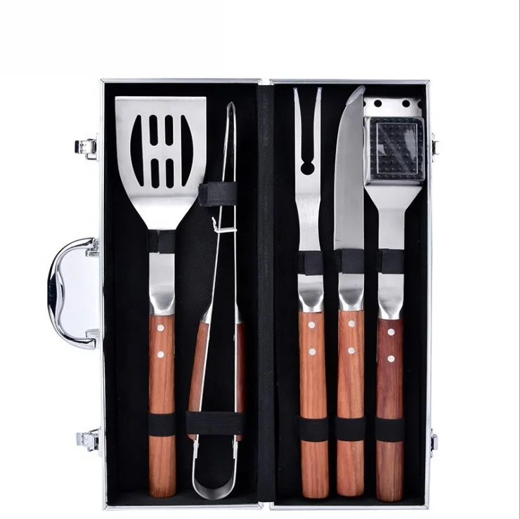 Food Safe Stainless Steel Barbecue Grilling Utensils Portable Aluminium Case BBQ Tools Set Grilling Set