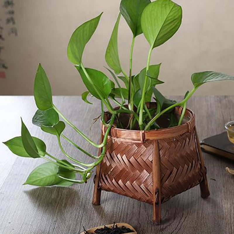 bamboo woven storage basket rustic home decor wedding  Woven Flower mini wicker Basket Portable Basket Rural Style