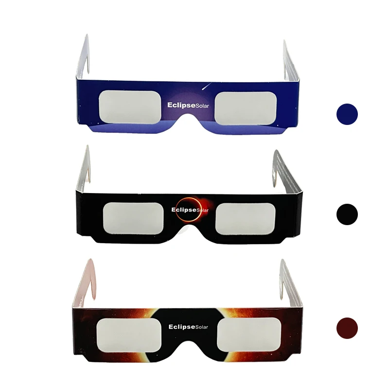 2024 ISO Certified Solar Eclipse Glasses Customized Design Eclipse Viewing 3D Paper Glasses