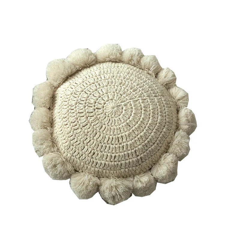 Round Nordic handmade wool pillow solid color creative cushion ball design sofa cushion