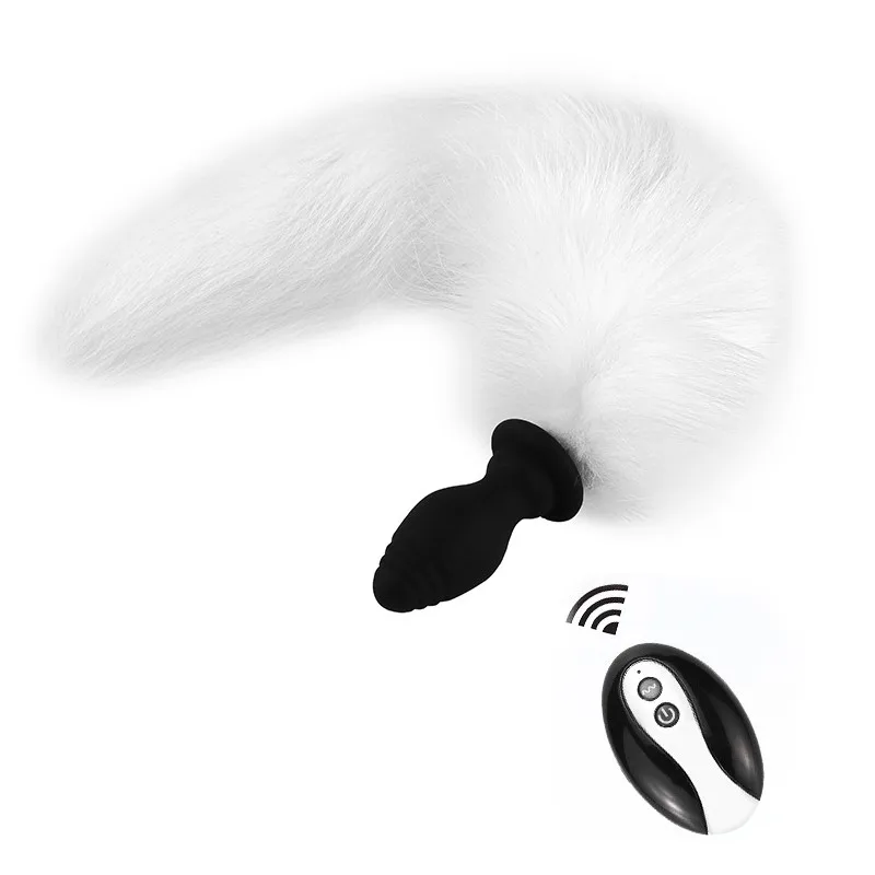 bunny Silicone Anal Vibrator fox Tail Butt Plug Wireless Remote Control Detachable Sex Toy For Couple