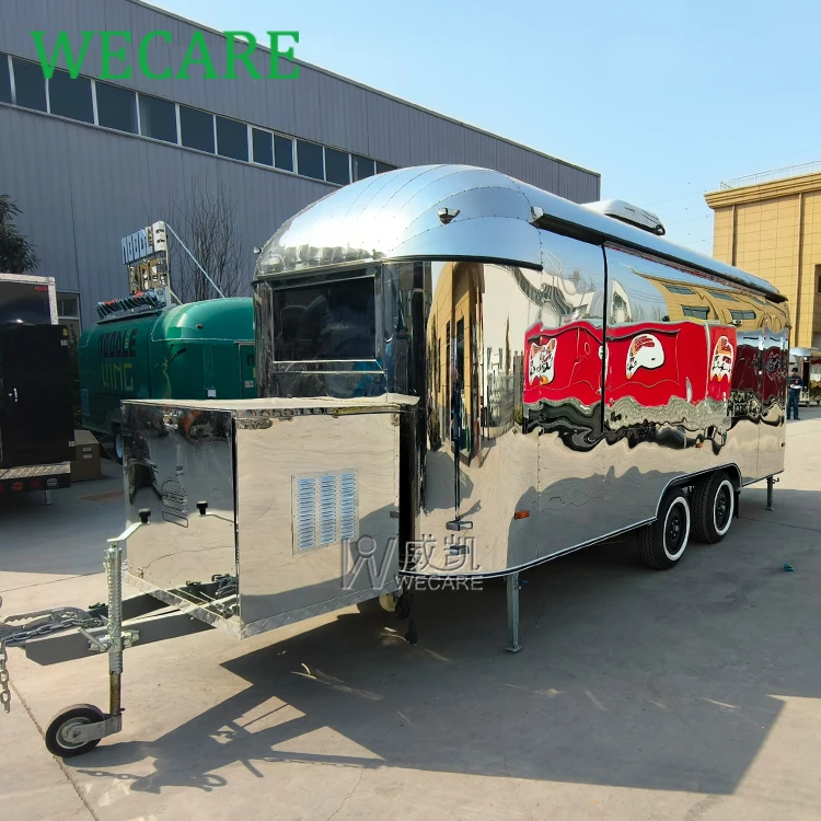 WECARE New Design Mobile Snack Food Trailer Fully Equipped Street Corn Hot Dog Fries Burger Taco Food Food Truck with Pizza Oven