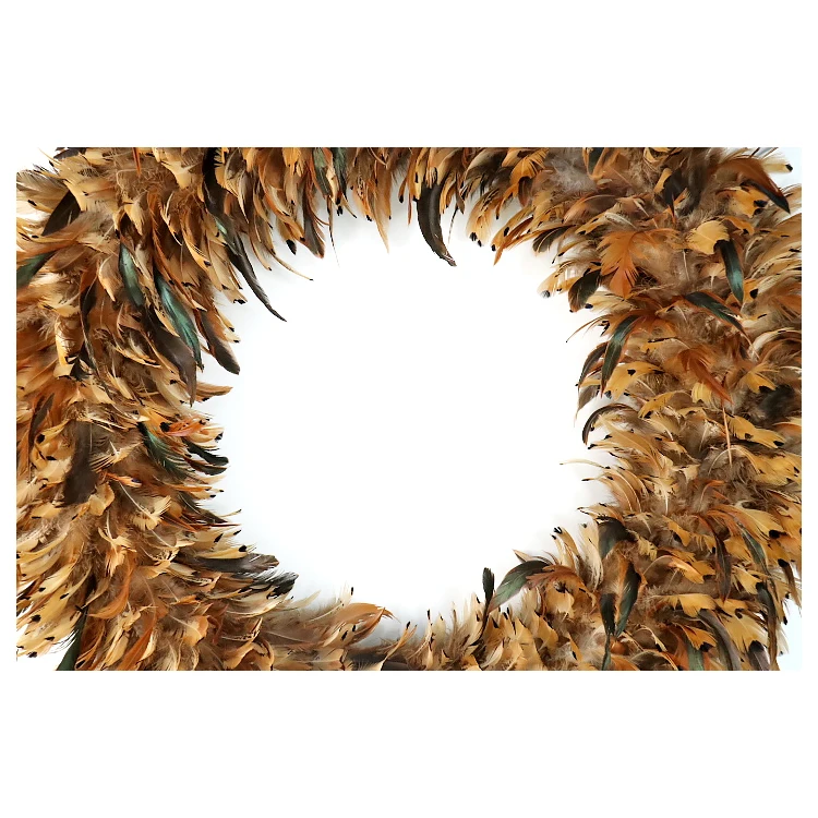 Wholesale Rock Rooster Pheasant Feather Jewelry Accessories Headdress Black And White Rattan Christmas Wreath