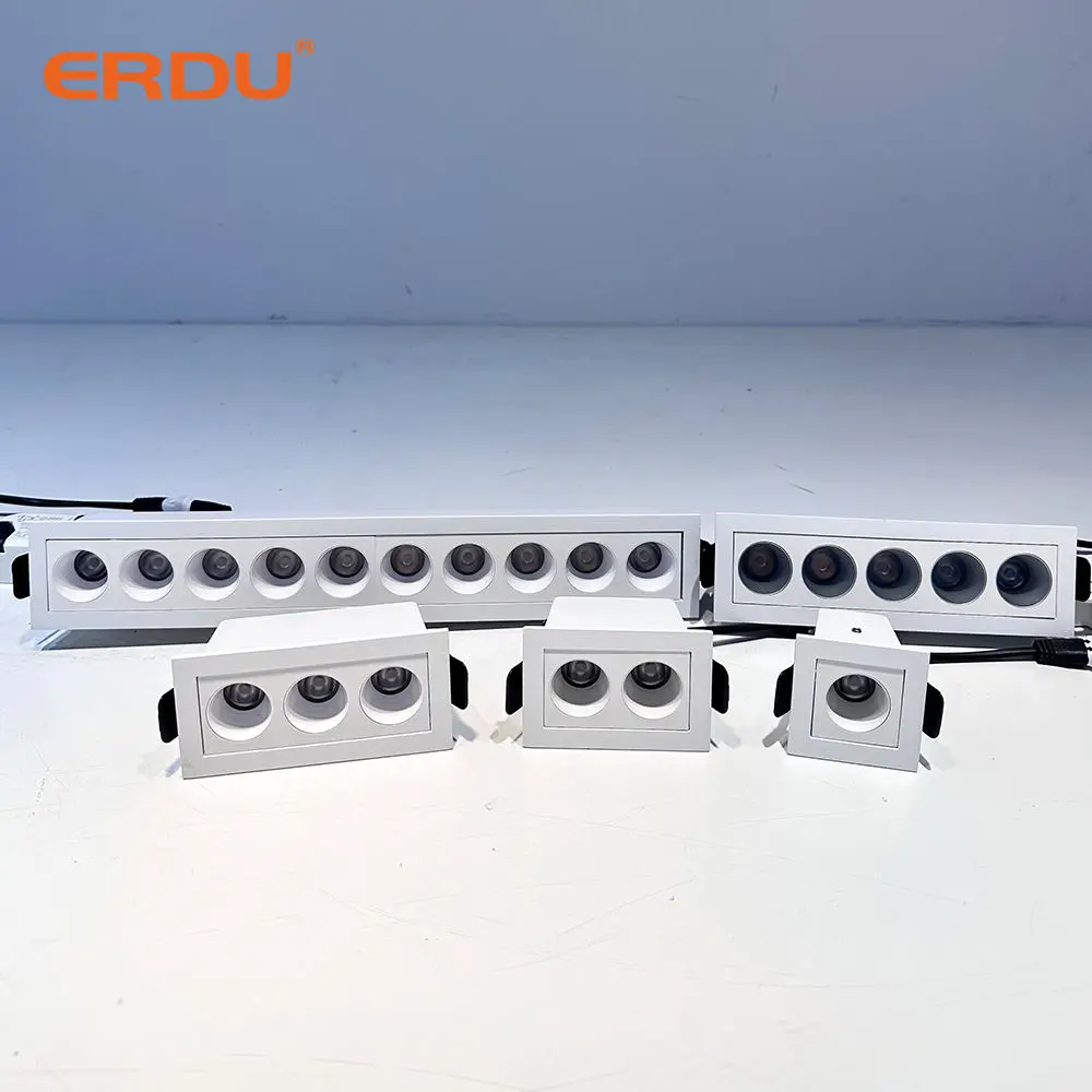 ERDU LED Rectangular Recessed Aluminium Spotlight 1/2/3/4/5/9/10/15 Heads Recessed Linear Light Led Ceiling Lamp Led Downlight