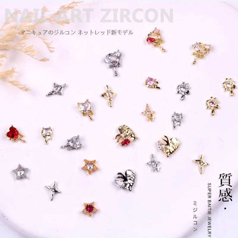 TSZS High Quality Mix Nail Art Zircon Jewelry Heart Love Star Nail Zircon Charms 3D Nails Art Decoration For DIY