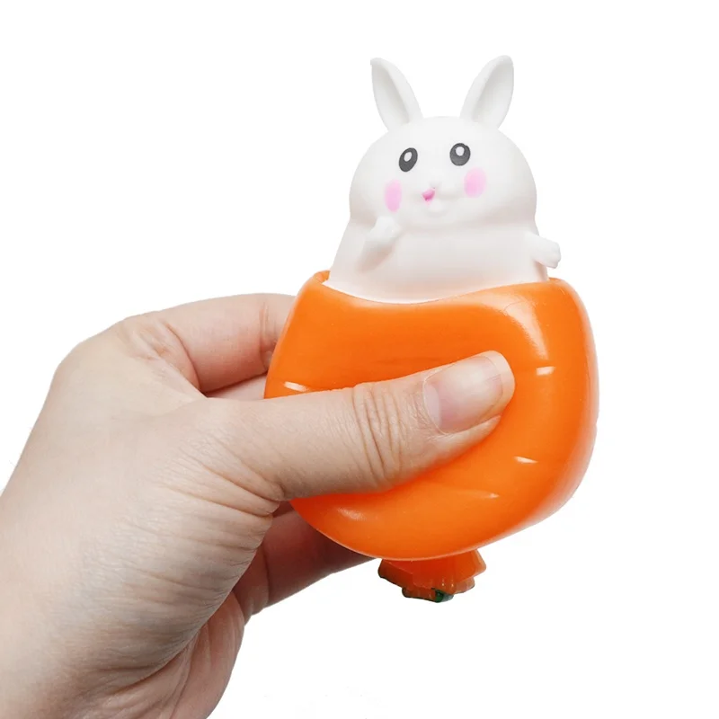 Rabbit Soft Toy Easter Novelty Small Toys Easter Bunny Fidget Toys 2023 Easter Squishy Rabbit Cup Radish Rabbit Squeeze Cup