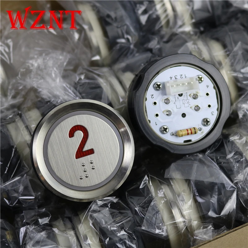 AK-22B  PB 1 2 3 4 5 sign Red 24VDC elevator braille push button switch