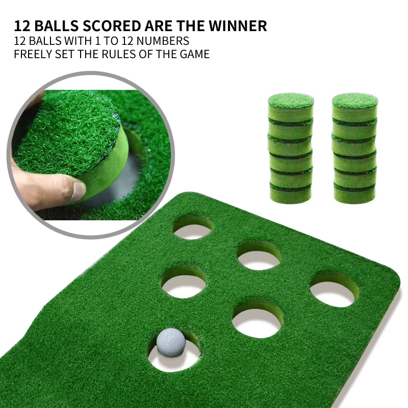 Wholesale Golf Training Mat Indoor Game Golf Putting Green Mat EVA Base Folding Golf Putting Mat with 2 Putters and 4 Balls