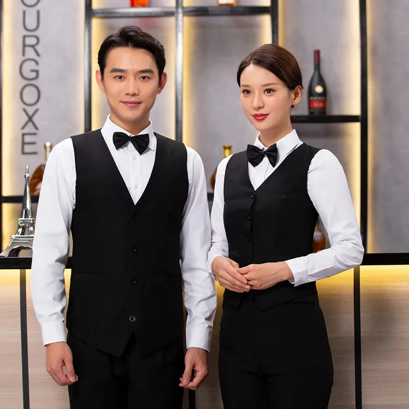 Server apparel waistcoat for western hotels restaurant uniform clothes waiter vests