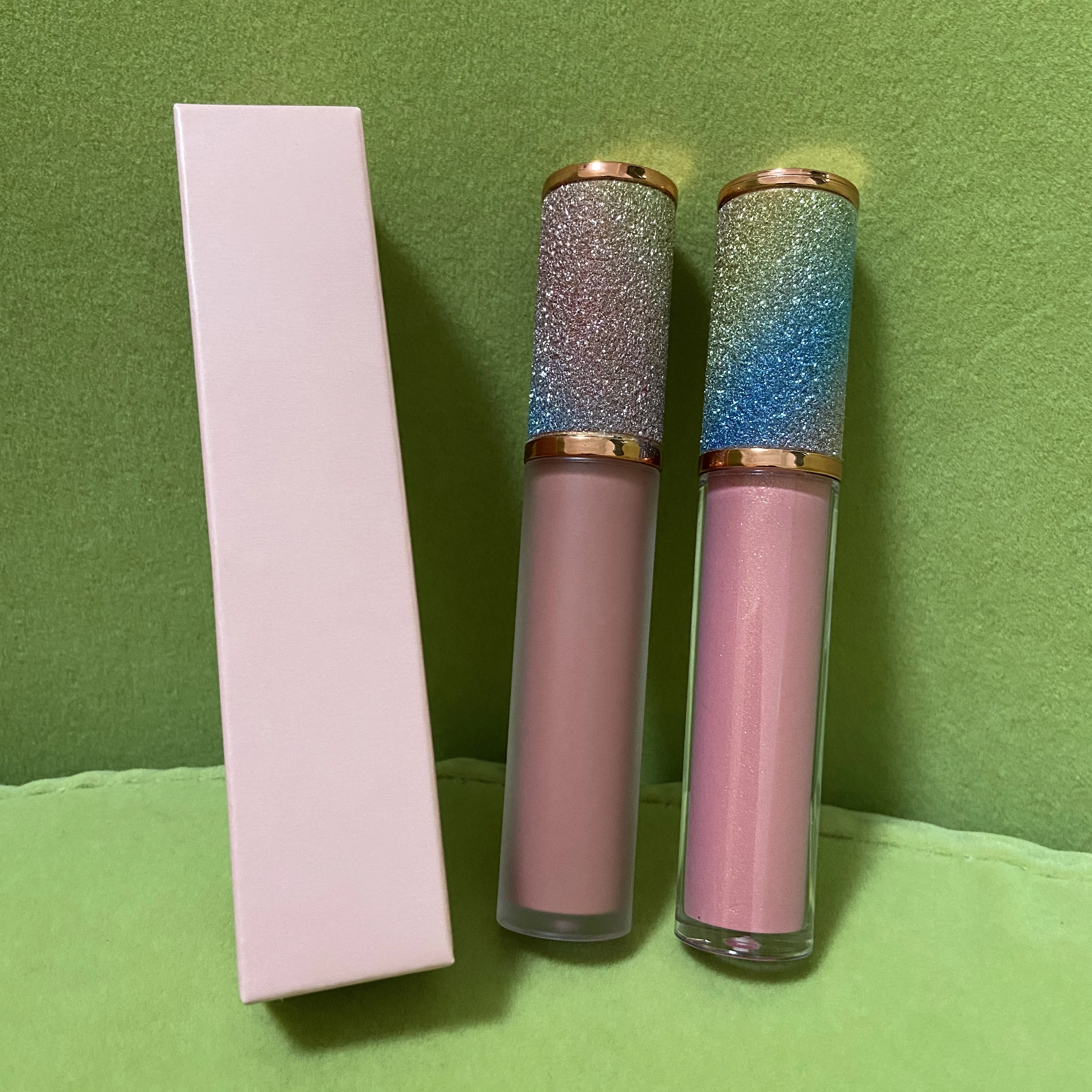 
50 pieces with logo print lip gloss shiny glitter shimmer lipgloss ready to ship 