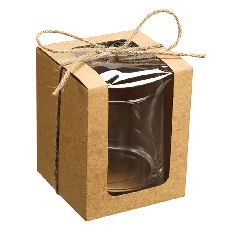 Custom Printed 9oz Stemless Wine Glass Gift Box Glassware Display Box Storage Packaging Favor Boxes with Clear Window