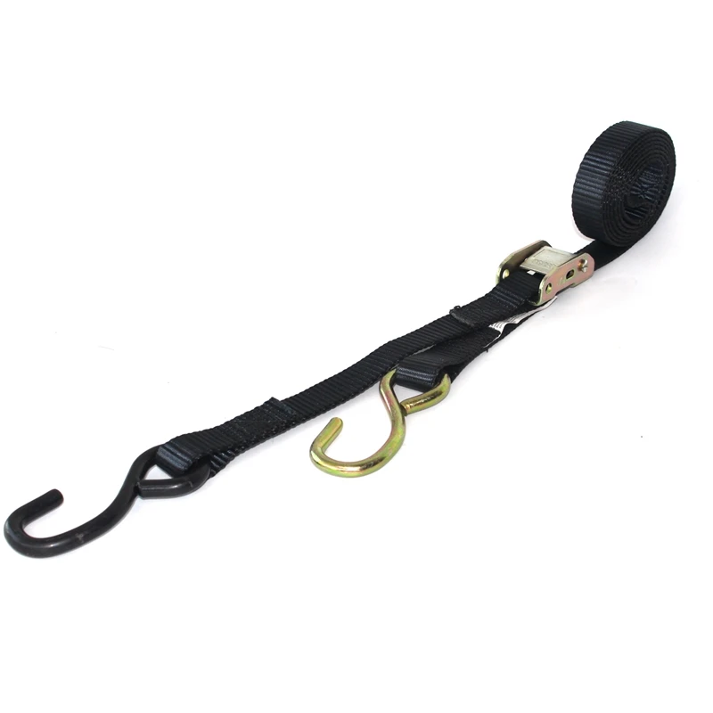 High quality 1inch 6ft 12ft motorcycle cam buckle locking tie down strap soft loops with S hooks