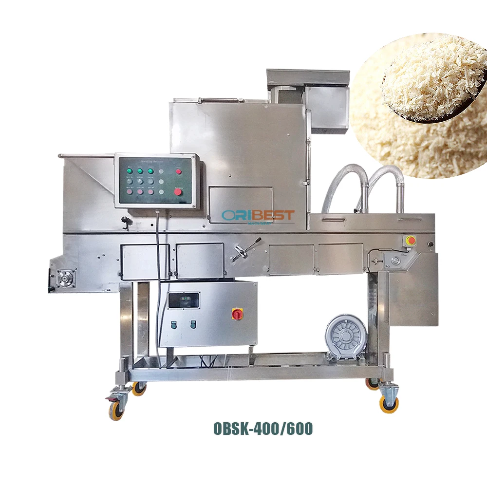 Practical Industrial Dry Yellow Bread Crumbs Battering And Bread Crumb Coating Machine Bread Crumbs Coating Machine For Patty
