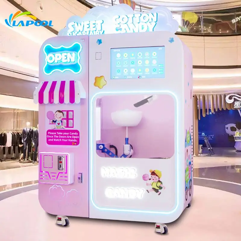 New Automatic Cotton Candy Making Vending Machine With 4 Colors Taste Flavors Sugar And 30 Types Flowers Floss In Big Sale