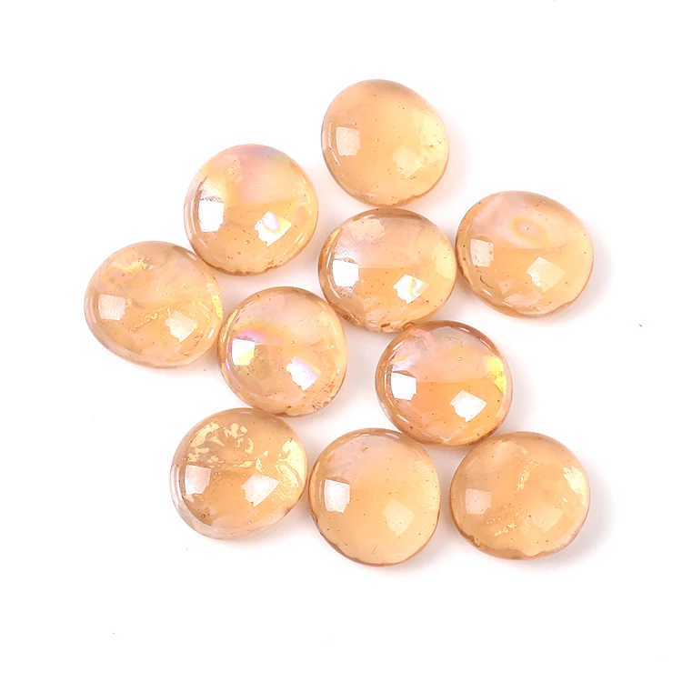 500g 28-32mm ceramics white flat glass beads Fire Glass Beads For Fireplace