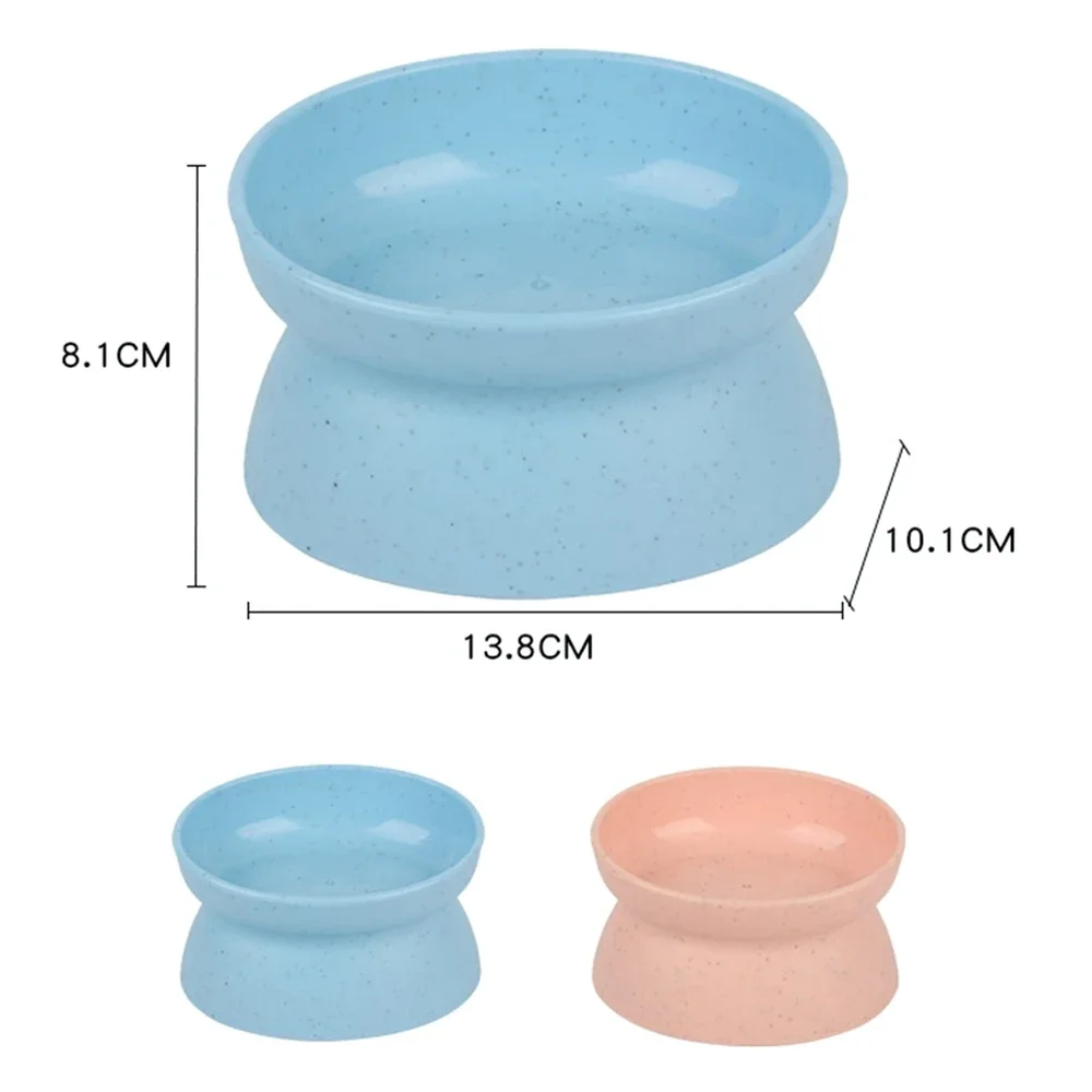 Cat Bowl 15 Degrees Raised Plastic Non-Slip Puppy Dog Cat Food Feeder Cup Drinking Water Feeder Tilt Safeguard Neck Pet Bowls