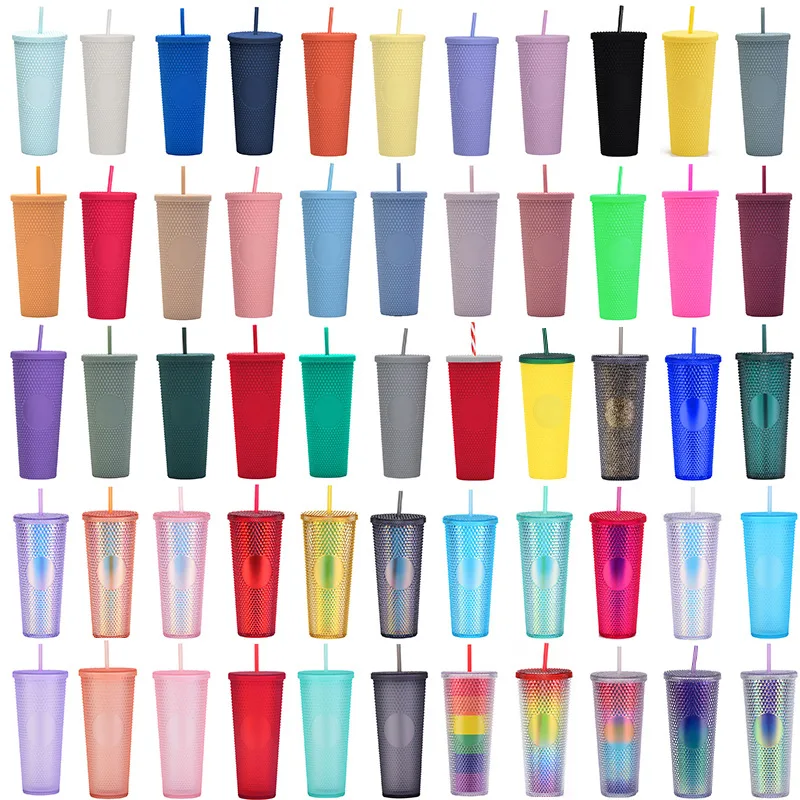 Flypeak  Amazon top seller 16oz Slim Matte Reusable Cup Pastel Colored Double Wall Acrylic Plastic Tumblers with Straw