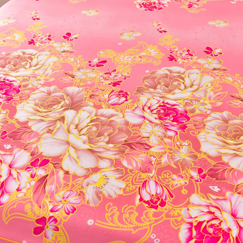 American Style Pink princess wedding red flower nature eco-friendly thin Bed Skirts bed sheet