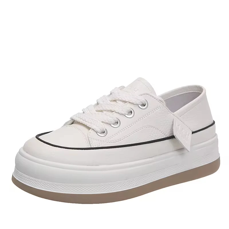 Женские 2024 кроссовки из мягкой кожи с круглым носком