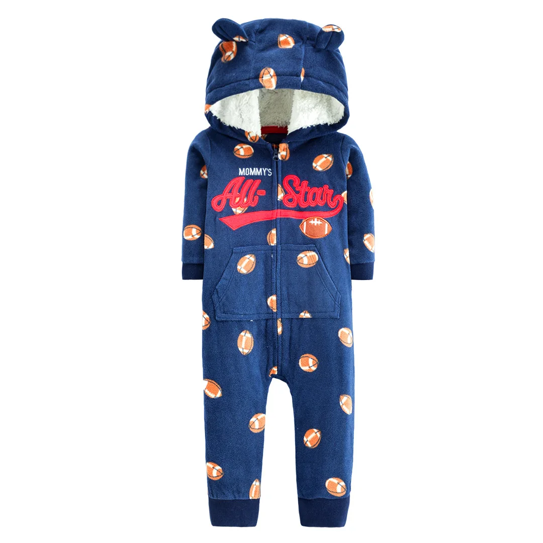 Knitted winter toddler girl clothing wholesale infant clothes long sleeves hoodie jumpsuit