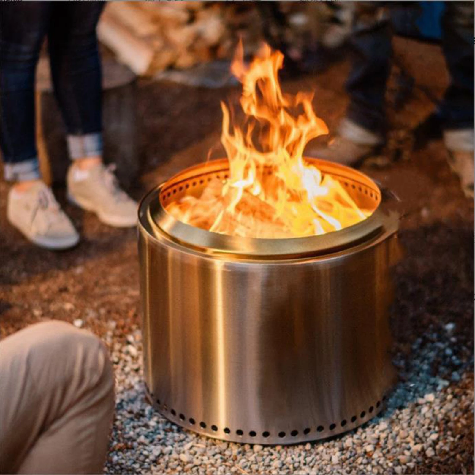 Large Outdoor Stainless Steel Fire Pit Portable Wood Burning Smokeless Fire Pit