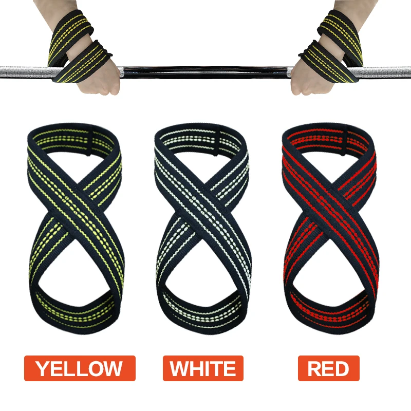 Wholesale Custom Logo Gym Training Weightlifting Wrist Straps Figure 8 Heavy Duty Weight Lifting Straps