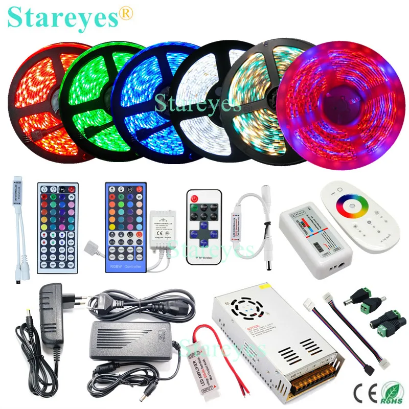 Оптовая продажа СВЕТОДИОДНАЯ лента SMD 2835 3528 5050 IP20 IP65 IP67 IP68 водонепроницаемая IR RF Wifi пульт дистанционного управления адаптер