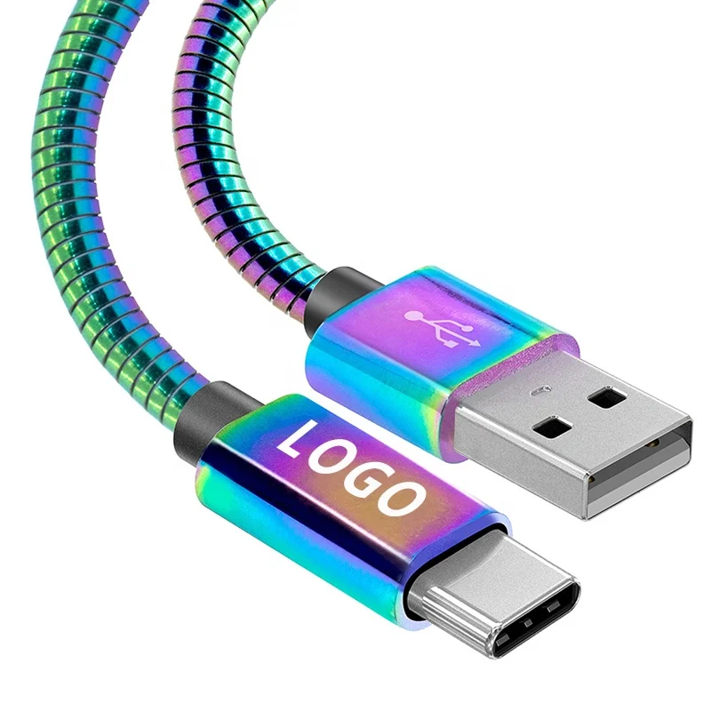 Type A Power Cable With Micro Metal Braided Flexible Phone Type C Usb Cable