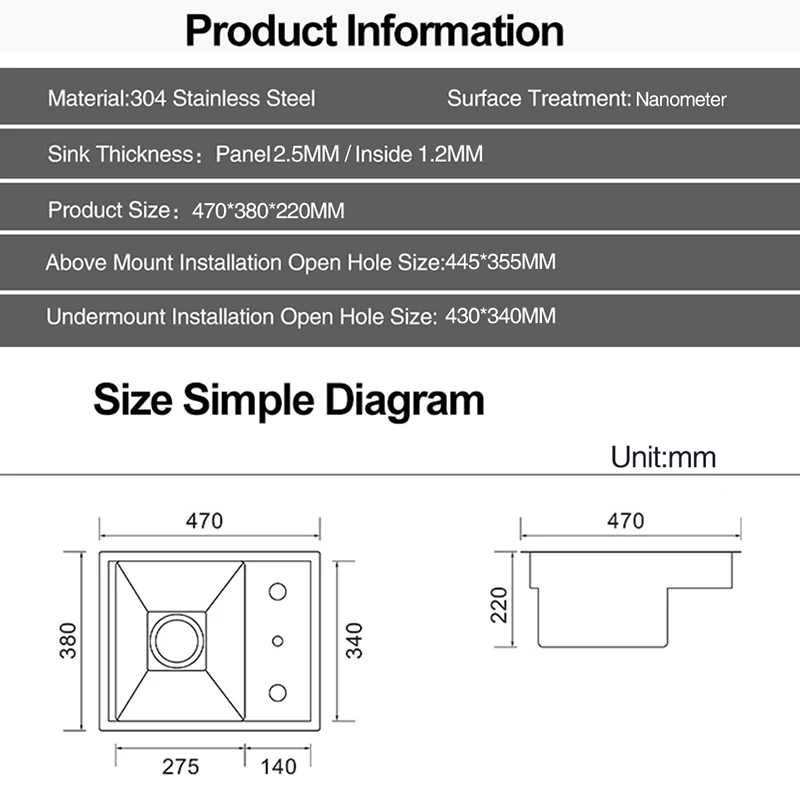 2023 Nano Steel Sus 304 Black Hidden Workstation Handmade Work Station Sink Kitchen Modern