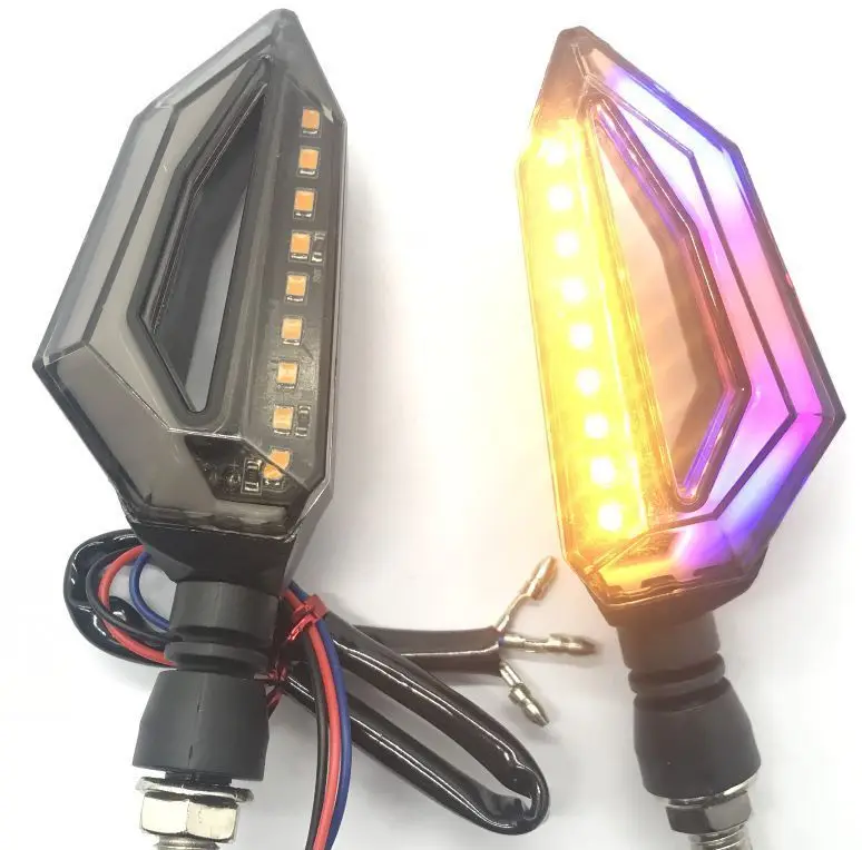 Universal Led Tail Turn Signal Light Indicator Motorcycle with Single Sided 2835 Beads 9 Lamps Always Bright Yellow Colorful 12V