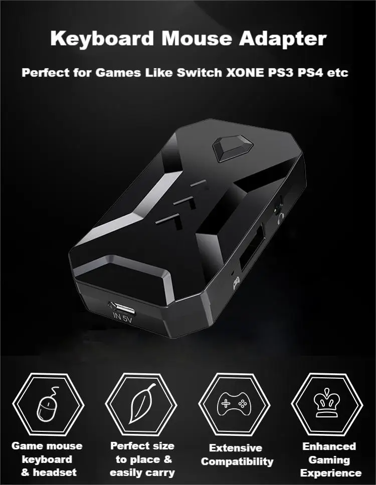 Keyboard and Mouse Adapter, game console Converter with 3.5mm Studio Jack,  Nintendo Switch, XboxOne, PS4 & P3