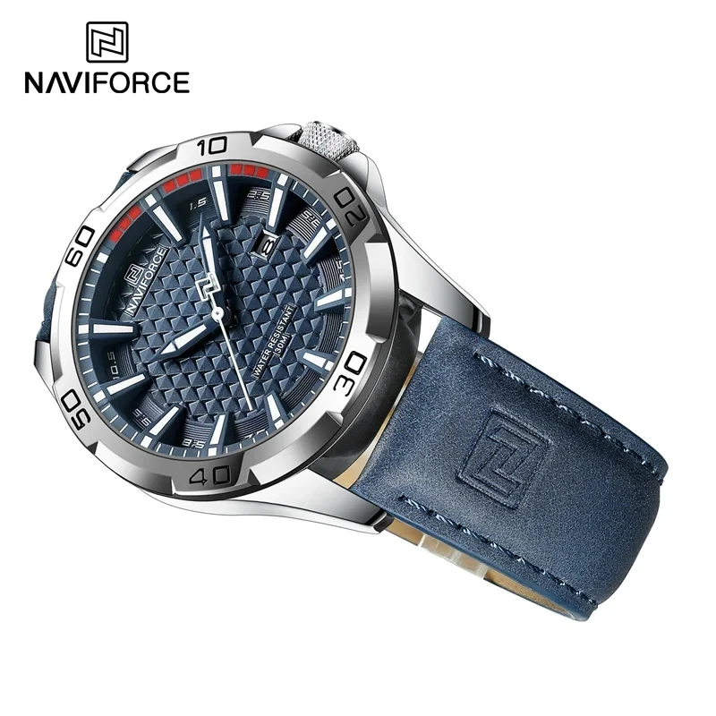 NAVIFORCE 8023 Men Casual Sport Quartz Watch Calendar Wrist Watch for Men Genuine Leather Water Male Clock Relogio Masculino