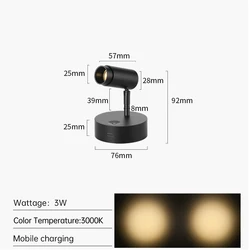 Charging led spotlight 3W rotatable emergency led cabinet light jewelry display watch display lamps