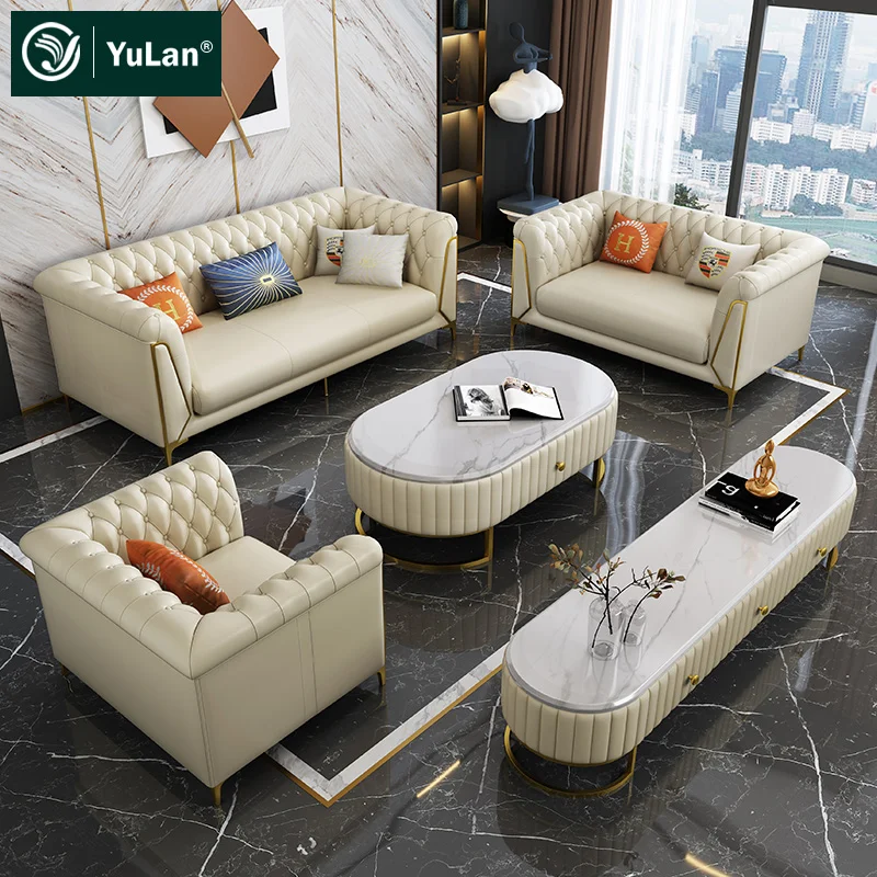 Comfortable Modern European Style Corner 1 2 3 Seater Leather Sofa