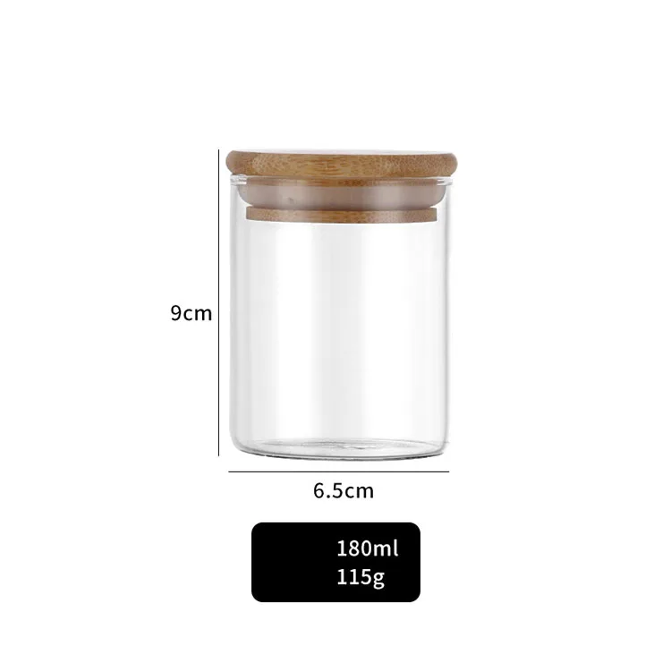 12 Sets of High Quality Airtight Food Canisters Transparent Glass Jars with Bamboo Lids