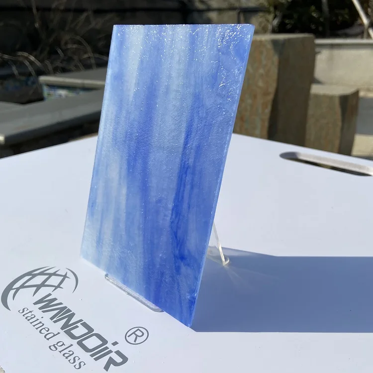 Ceiling dome art craft decorative 3mm deep blue ice jade texture stained glass sheet 1006SP