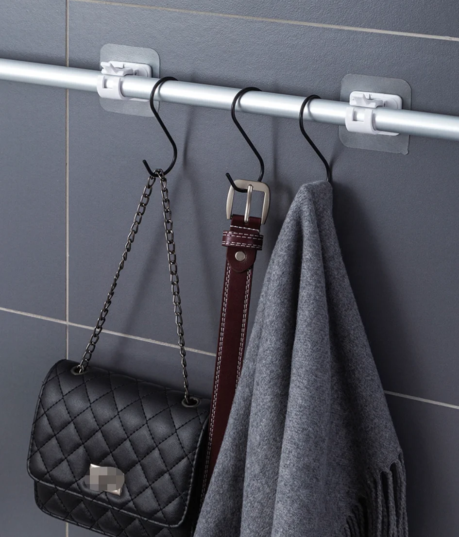 Hot sales Curtain rod support hook Telescopic rod hook perforation-free home curtain bathroom kitchen curtain retainer
