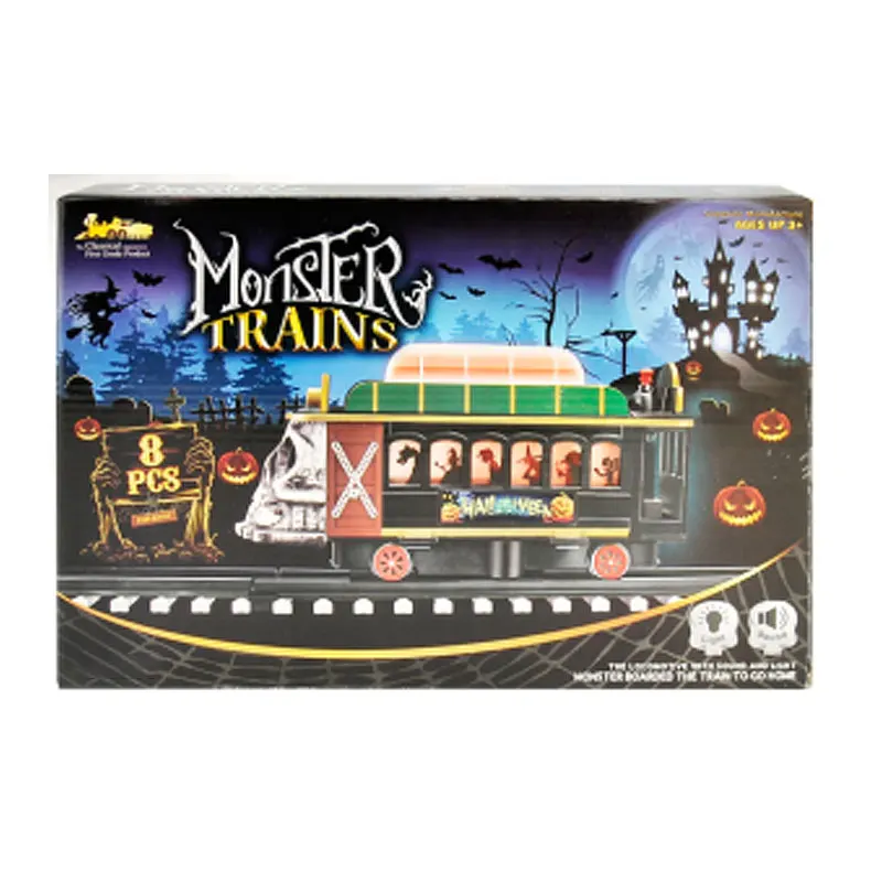 Educational Diy Assembly Rail Toy Simulated Classical Set On Electric Music Lights Halloween Track Train Model