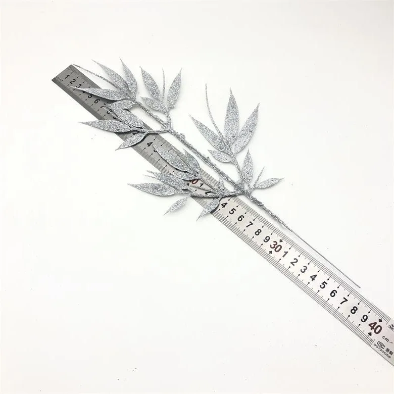 Lengthened gold pink bamboo leaves Christmas flowers Christmas tree decoration Picture frame Dress Mask scene arrangement Plasti