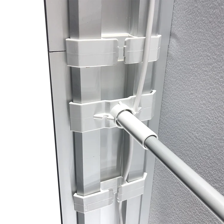 High quality portable trade show exhibition aluminum floor light stand seg fabric printing light box display backdrop stand