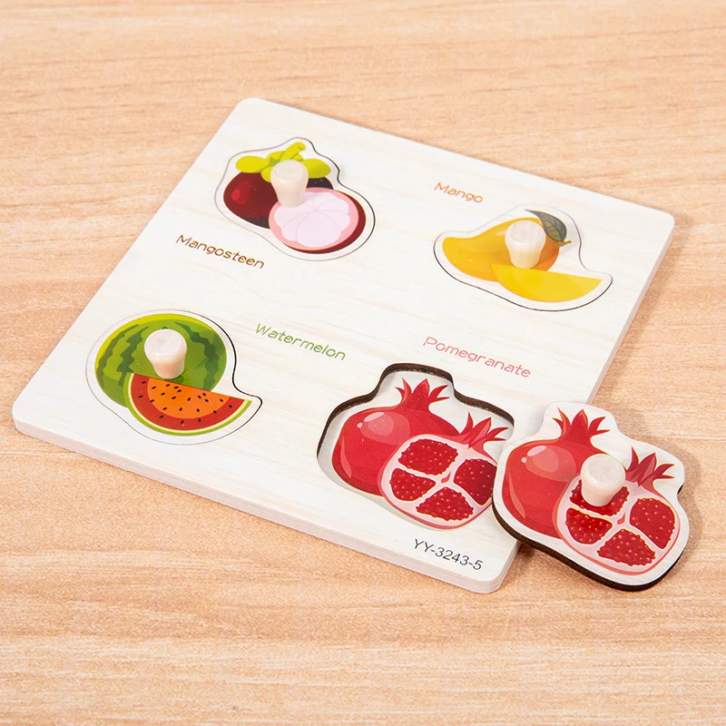 Simple Small Wooden Peg Puzzle Cartoon Animal Shape Early Educational Matching Puzzle Toys Learning Hand Grab Board Puzzle