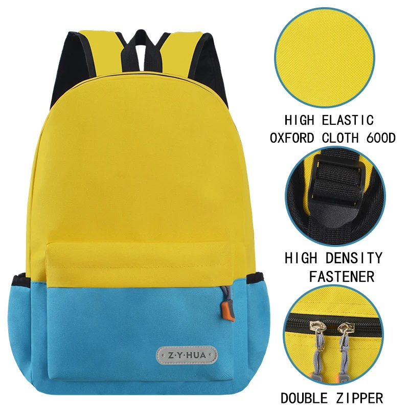 Kids School Bags Backpack Waterproof Oxford fabric in two sizes and multiple colors School Bags Casual fashion backpack for kids