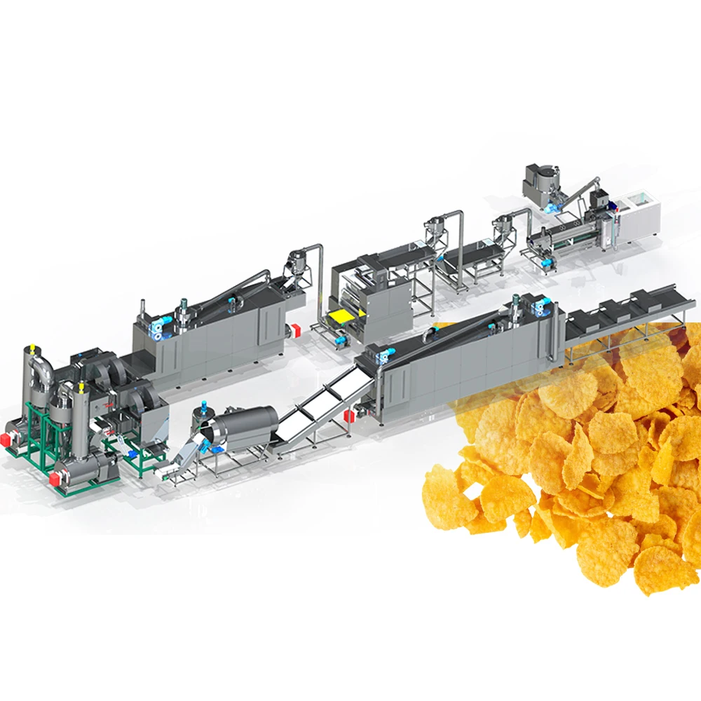 Hot sale automatic corn flakes manufacturing making machine breakfast cereal extruder production line