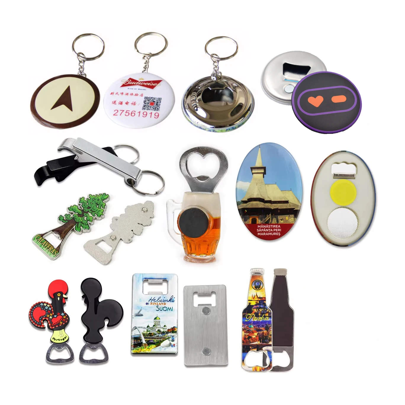 Оптовая продажа с фабрики, металлический логотип, сублимационный чистый магнит на холодильник, сувенирный штопор