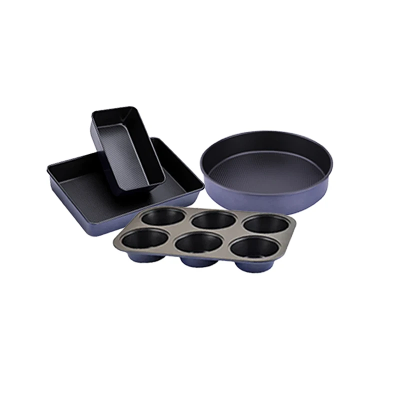 Настраиваемый инструмент для выпечки из углеродистой стали, синий набор квадратной круглой посуды для выпечки, набор из 10 предметов