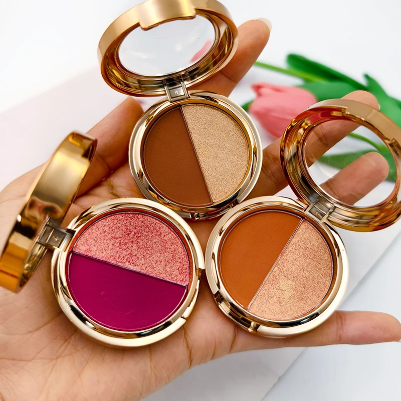 MLM Custom Makeup High Quality Private Label Glitter Shiny Eye Shadow High Pigmented Vegan Custom Logo Duo Eyeshadow Palette