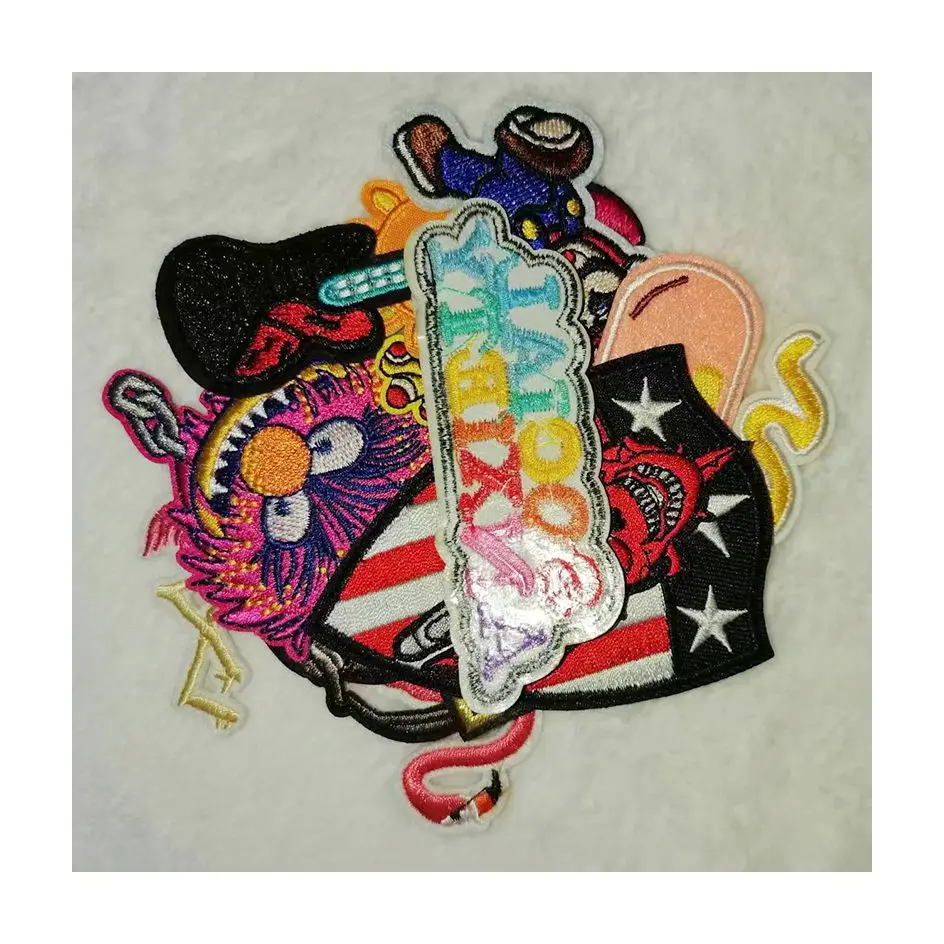 Customized cool designer  logo ironing and pressing on embroidery badges patches for jackets patch